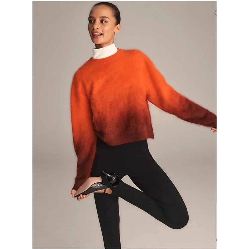 J.Crew Dip-Dyed Brushed Cashmere Crewneck Sweater - Picture 3 of 12